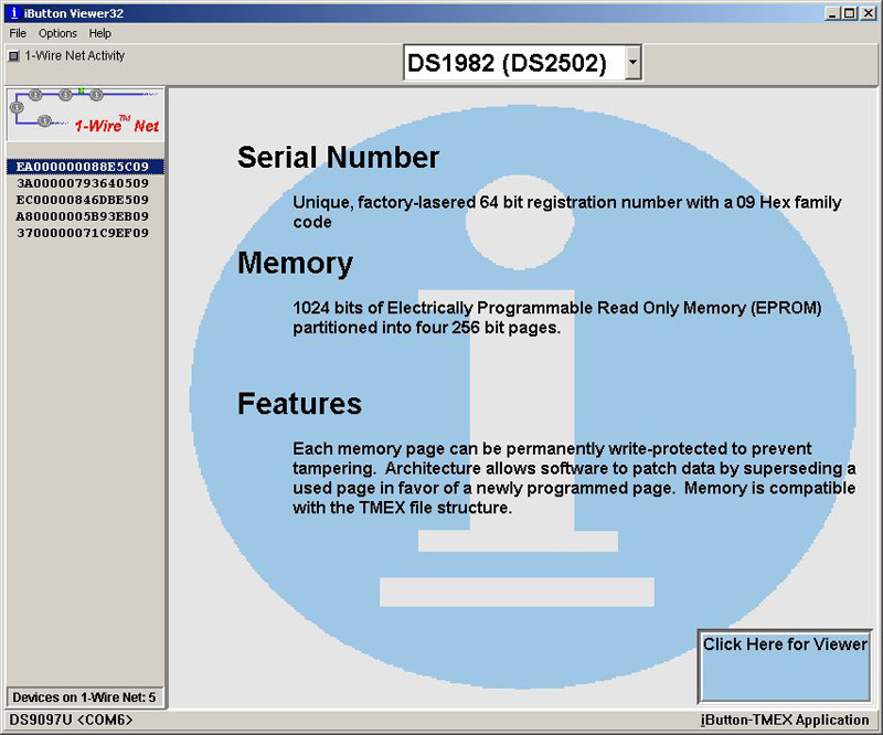 Zrzut z programu iButton Viewer32
